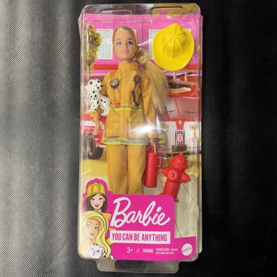 Barbie You Can Be Anything Firefighter Career Doll New W/Accessories  Blonde Dog