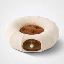 Large Cat Tunnel Bed Donut Peekaboo Cave Toy Plush Polyester Sherpa Indoor Cats