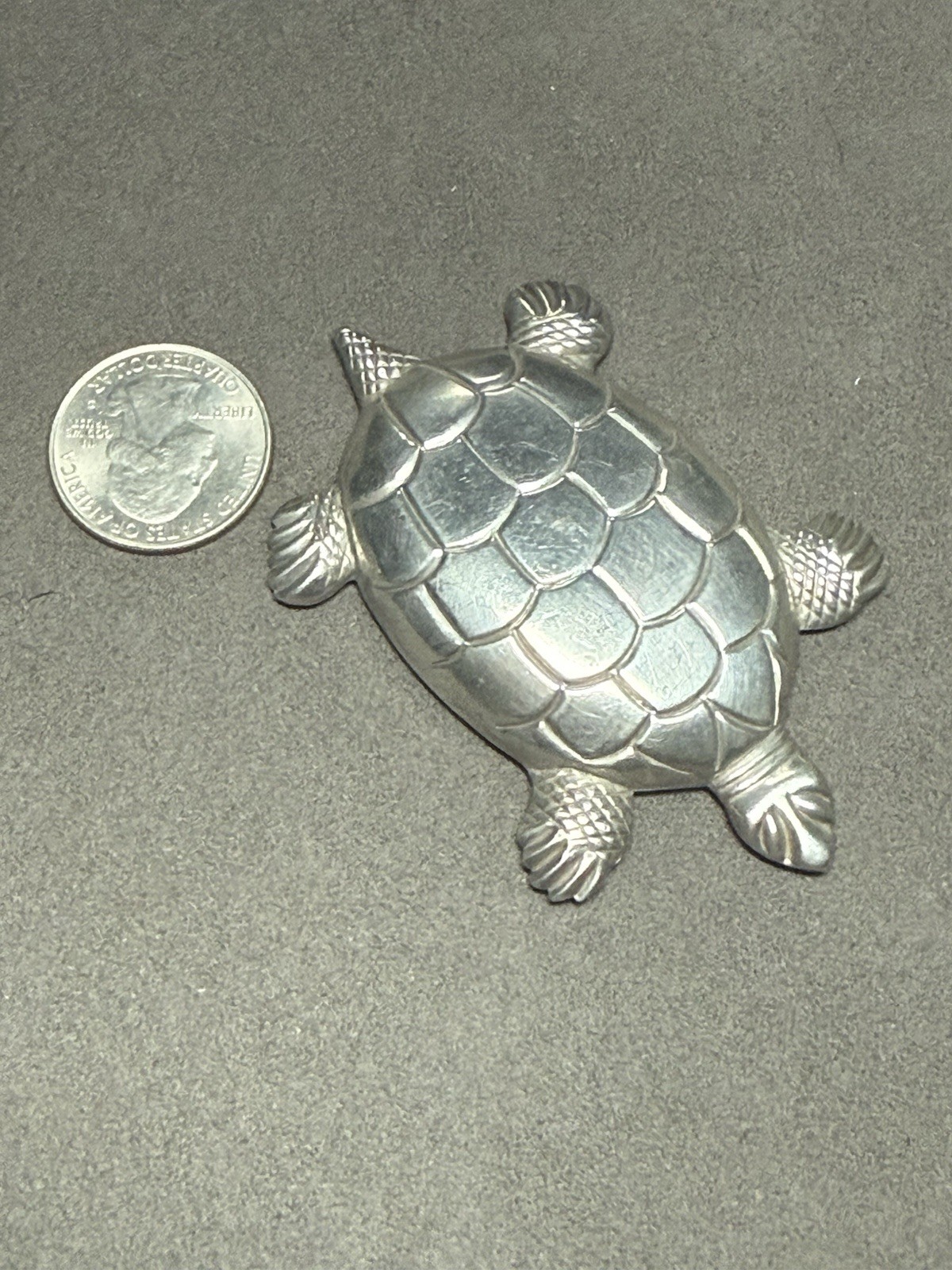 Sterling Silver 3” Turtle Extra Large Vintage Est… - image 2
