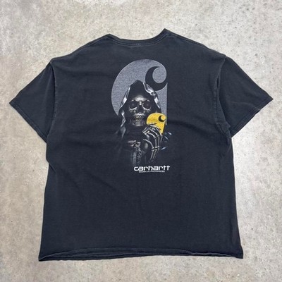 Vintage Y2K Carhartt T-shirt Work In Progress WIP Grim reaper Black Mens XXL