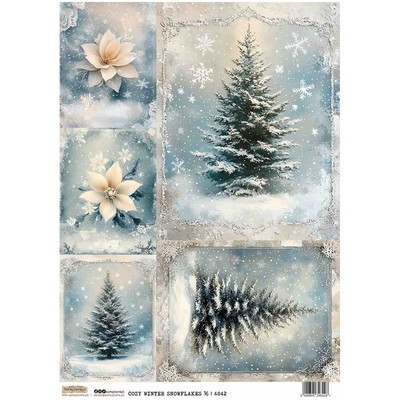 Reispapier A4 - ScrapLove - Cozy winter Snowflakes 16 - Verschneiter gemütlicher