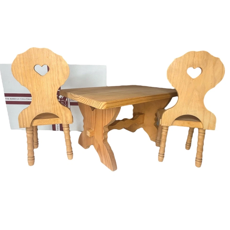 Juego de mesa y sillas de caballete American Girl Kirsten de madera muebles para muñecas en caja de colección Foto 3 de 4