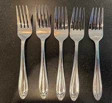 Hampton Silversmiths Stainless Silverware Abigail 5 Salad Forks 6.5"