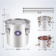 SEEUTEK Alcohol Distiller 8-Gal w/ Leak Proof Lid Thumper Keg Stainless Steel