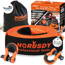 Nylon Heavy Duty Tow Strap Recovery Strap With Hooks 3 X 30ft - 32000 Lbs Brea