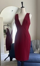 ALICE + OLIVIA Esmira Fitted V Neck Dress in Burgundy Red Size 10 Midi Cocktail