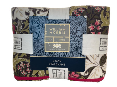 William Morris~2 KING Quilted SHAMS~GOLDEN LILY~FOREST~Cotton~Floral~OEKOTEX~NWT