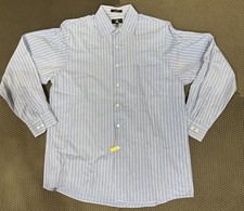 Calvin Klein Blue Striped Long Sleeve Dress Shirt Mens L 16.5 34/35 100 cotton