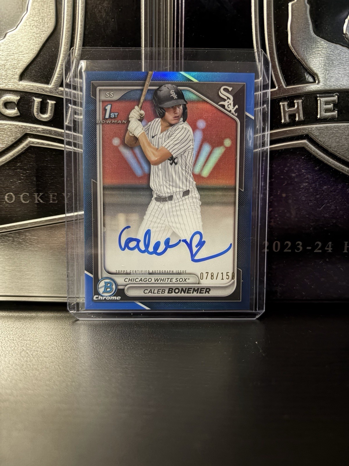 Caleb Bonemer 2024 Bowman Draft Chrome 1st True Blue Refractor Auto /150 CPA-CBO