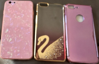 Glitzer Schutzhülle für Apple iPhone 7 Plus, Rosa Gold, Kunststoff, Muster, 3x