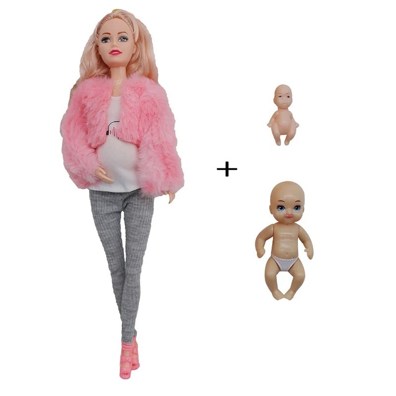 Pregnant Doll Set with 2 Babies & Accessories - Educational Fashion Toy for Girl