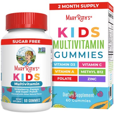 2 X MaryRuth's Kids Multivitamin Gummies Strawberry Papaya & Super Punch -- 60