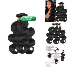 Human Hair Brazilian Body Wave 16 18 20 inch 3 Bundles 12A Natural Black