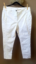 Chico's Size 10 White Zip Front Straight Leg Cotton Polyester Stretch Pants