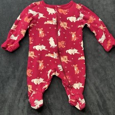 Wonder Nation Newborn Footed Sleeper Puppy Print Zip Pajamas Sleepwear