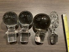 Lot of 4 Clear Glass Sphere Decanter Bottle Stopper