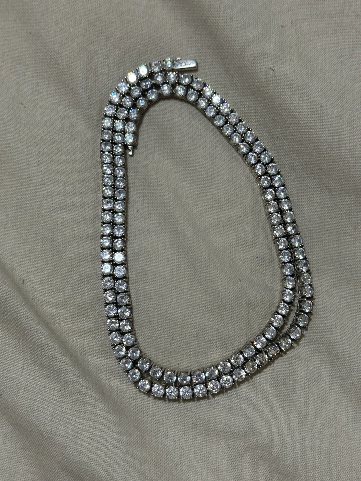 Tennis Necklace Silver Stainless Steel 3mm Cubic Zirconia - Image 3 of 3