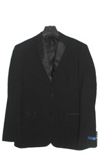 NWOT Men's 44L GINO VITALE Notch Satin Lapel Slim Fit Tuxedo Jacket in Black