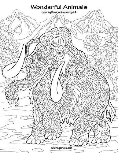Wonderful Animals Coloring Book for Grown-Ups 4. Snels 9781078092210 New<|