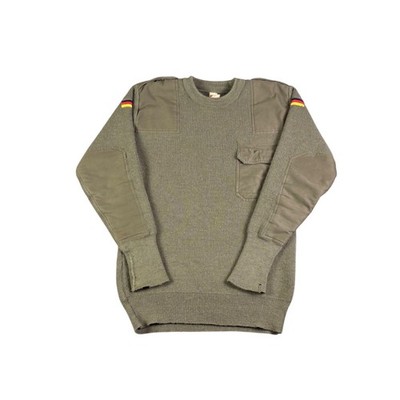Vintage West German Army Bundeswehr Commando Sweater Olive Wool Military XL