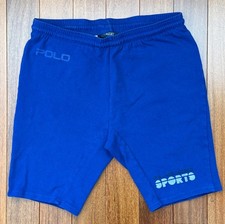 Vintage Polo Ralph Lauren RL 2000 Sports Athletic Shorts Spandex USA Blue MEDIUM