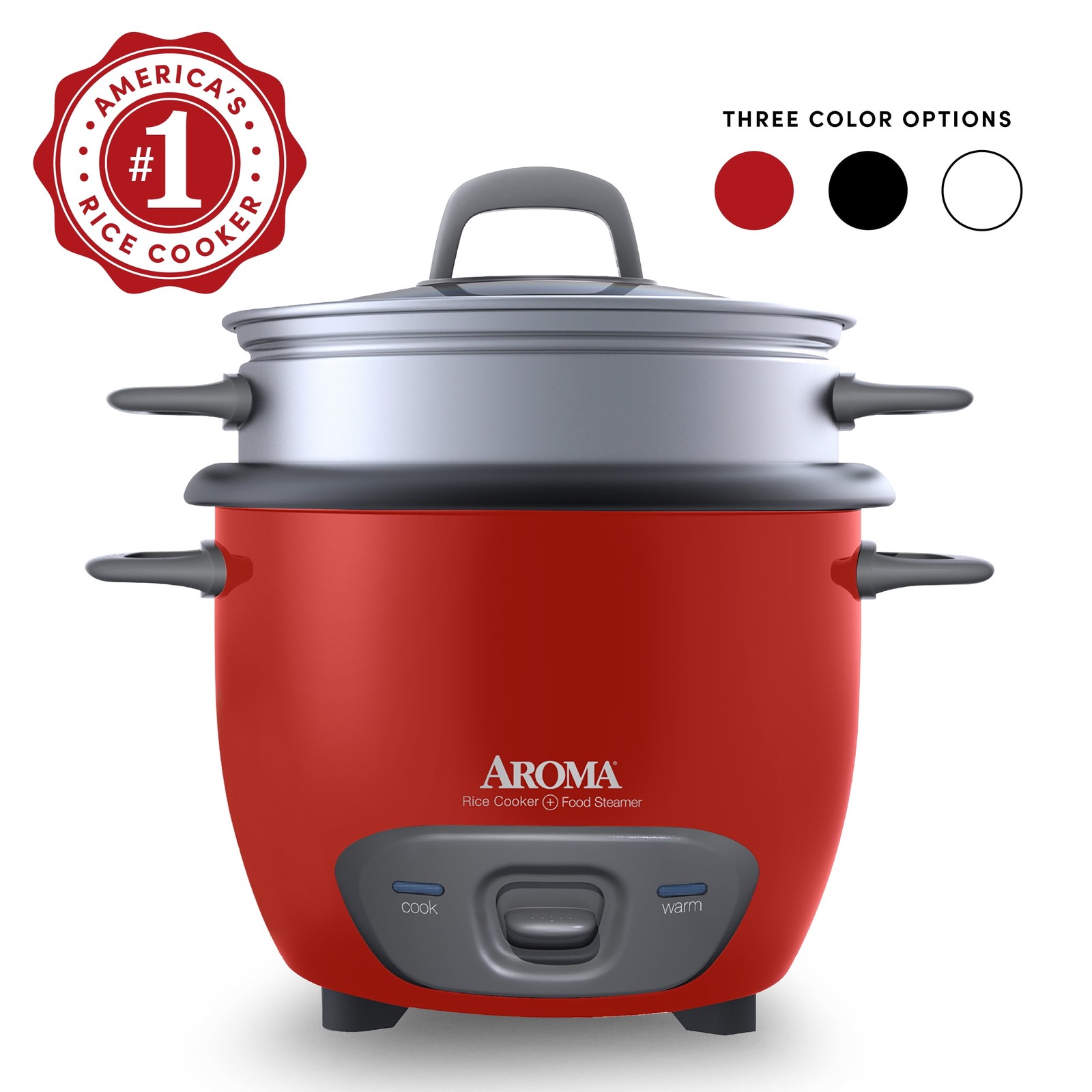 AROMA&reg; 6-Cup (Cooked) / 1.5Qt. Rice & Grain Cooker, Red, Ne