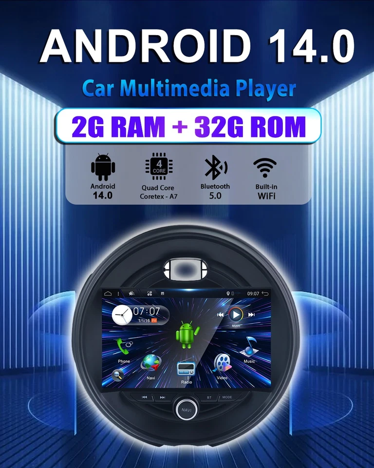 Autoradio CarPlay Für Mini Cooper NBT F54 F55 F56 F57 F60 Android 14 GPS DAB+AHD - Bild 3 von 4