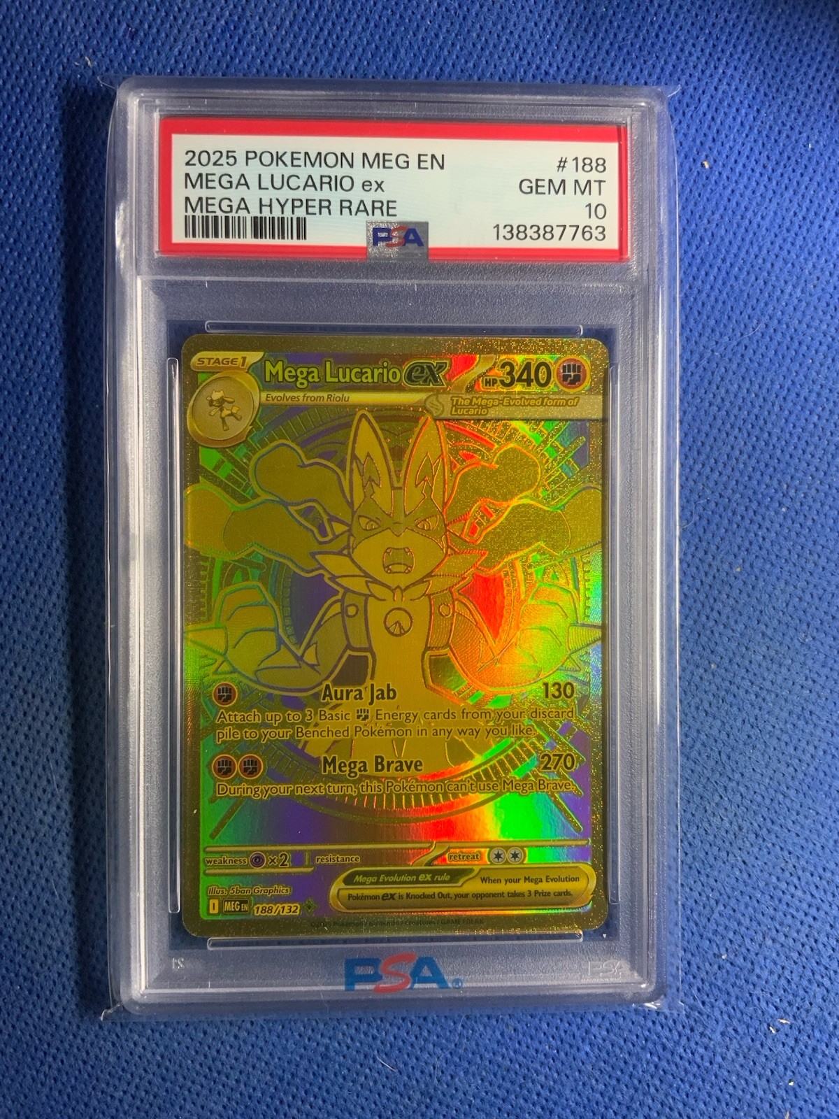 2025 POKEMON MEG EN-MEGA EVOLUTION MEGA HYPER RARE #188 MEGA LUCARIO EX PSA 10