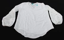 Fortune + Ivy Women's Chrissy Pleated Sleeve Blouse EJ2 Off White Small NWT 