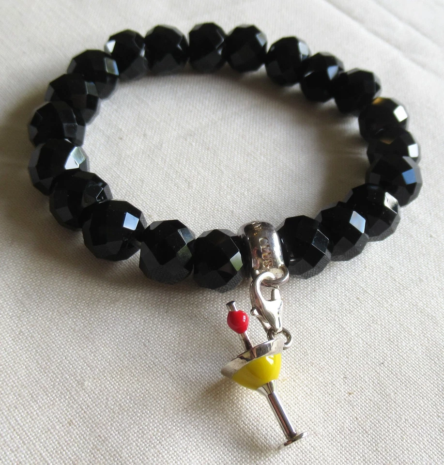 THOMAS SABO STERLING SILVER BEADED BRACELET MARTINI GLASS CHARM 925 26.39g 23359 Foto 2 de 4