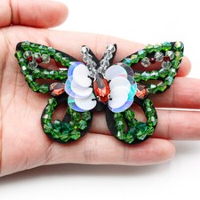 2X Pailletten Kristall Schmetterling Applikation Zubehör DIY Haarnadel Kleidung