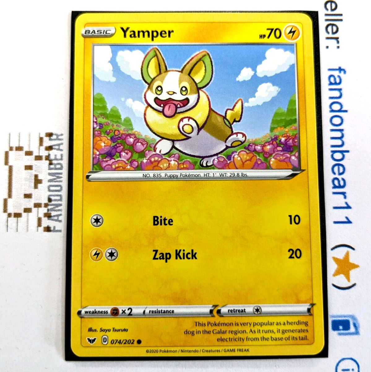 Yamper card 074/202 Sword & Shield Base Set 2020 Pokemon TCG Non