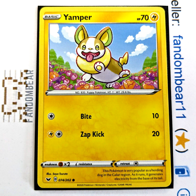 what pokemon set has 202 cards Snorlax VMAX (142/202) (Jumbo Card) [Sword & Shield: Base Set] Stage 1 Yamper card 074/202 Sword &
