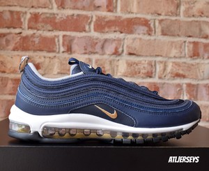 navy blue and gold air max