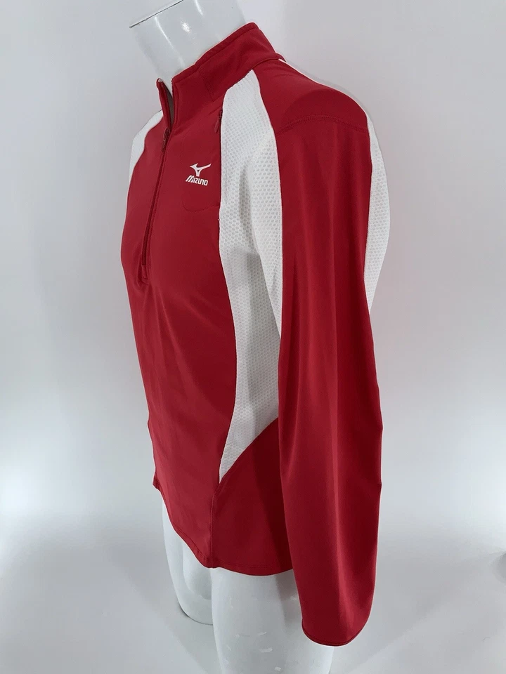 Mizuno DryLite Running Pullover 1/4 Zip M Women Red White Polyester YGI V4-193 - Image 4 of 4