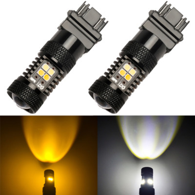 3157 3157NA 4157 White Amber Switchback LED DRL Parking Signal Light + Resistors