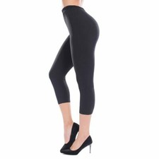 Ultra Soft Capri Leggings Yoga Workout Pants for Women, One Size Fits All, Black