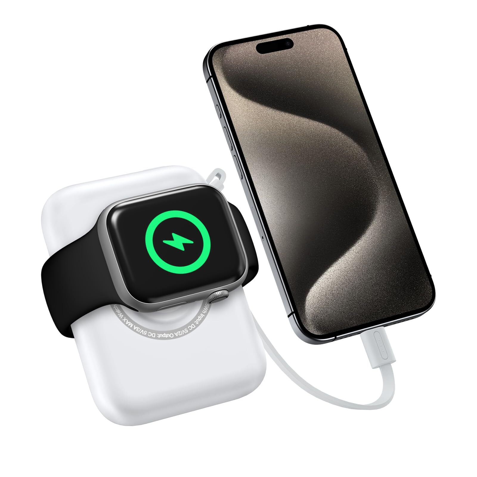 Portable Watch Charger for Apple: 5000mAh Travel Wireless Power Bank with USB...