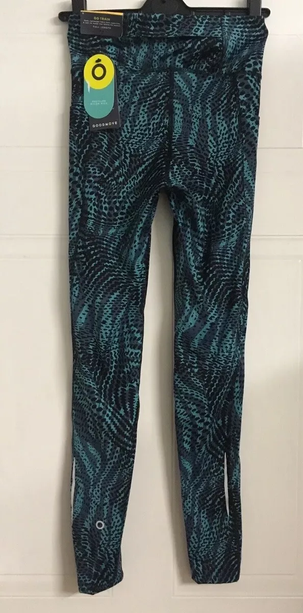 Marks & Spencer M&S Goodmove Train Full Length Turquoise Blue Leggings 6 34  XS