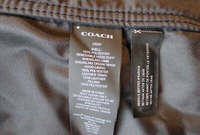 Coach 3-in-1 Shearling Parka (S) Down Puffer Jacket Black