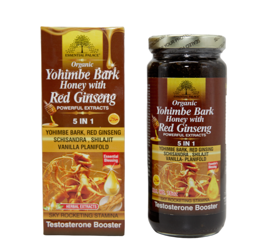 Organic Yohimbe Bark Honey with Red Ginseng 5 IN 1 By Essential Palace
