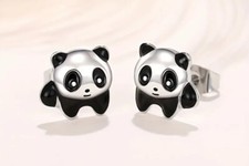 New Quality Sterling Silver Cute Panda Stud Earrings