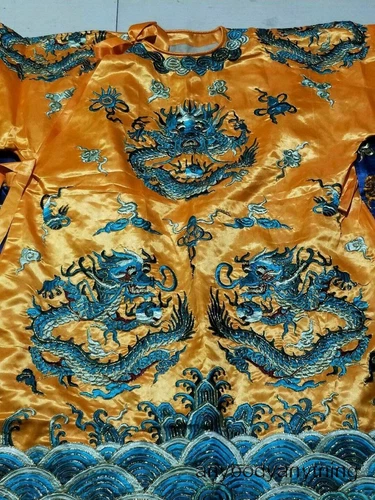 Vestido Formal Bordado Diseño Dragón Dinastía Qing China Emperadores - Imagen 3 de 7
