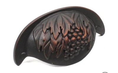 Vineyard - Premium Solid Brass, Grape Cup Pull, 3'' cc, Weathered Bronze/Copper