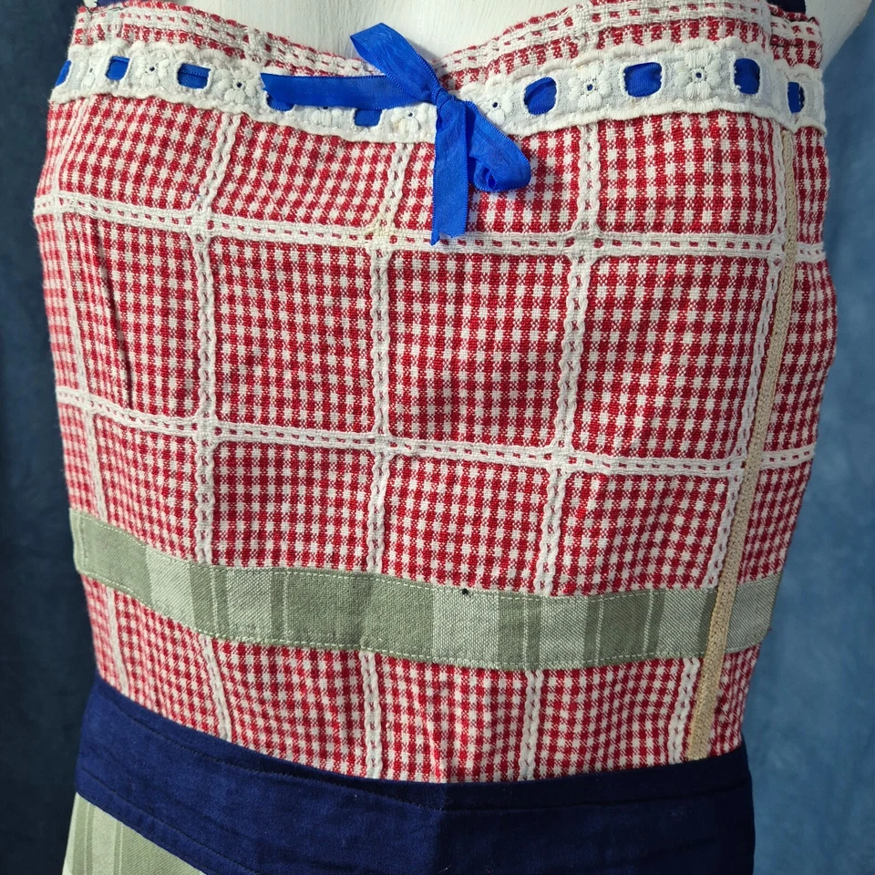 Delantal Chef Largo Completo Hecho a Mano Patchwork Telas De Colección con Bolsillo Frontal Talla Única Foto 2 de 4