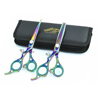 Profi Linkshänder Haarschneideschere Haar Friseurschere 2Ring drehbar CE