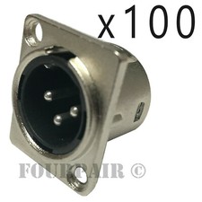 100 Pack Lot XLR 3-Pin Male Panel Mount Chassis Mic Jack Audio Patch Connector