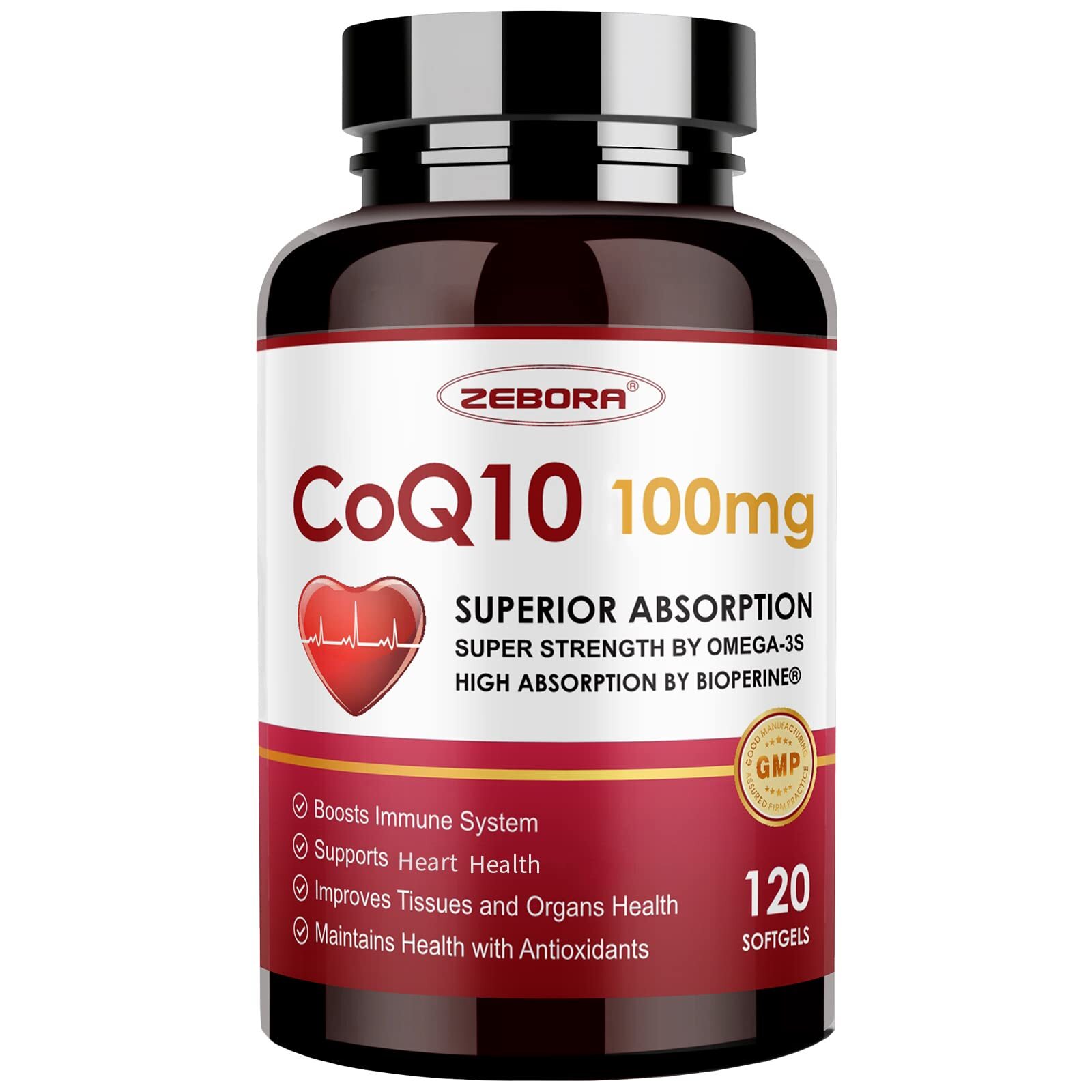 CoQ10-100mg-Softgels with PQQ BioPerine & Omega-3 High Absorption Coenzyme Q1...