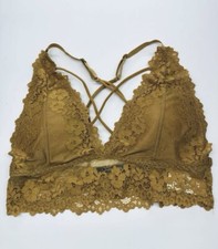 Doe & Rae Bra Top Size F OSFM Lace Bra Top In Dark Mustard Polyester/Spandex