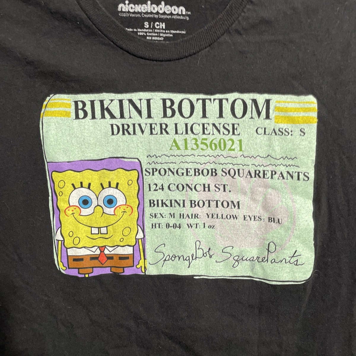 Nickelodeon Woman T Shirt Black Small Sponge Bob Cartoon Short